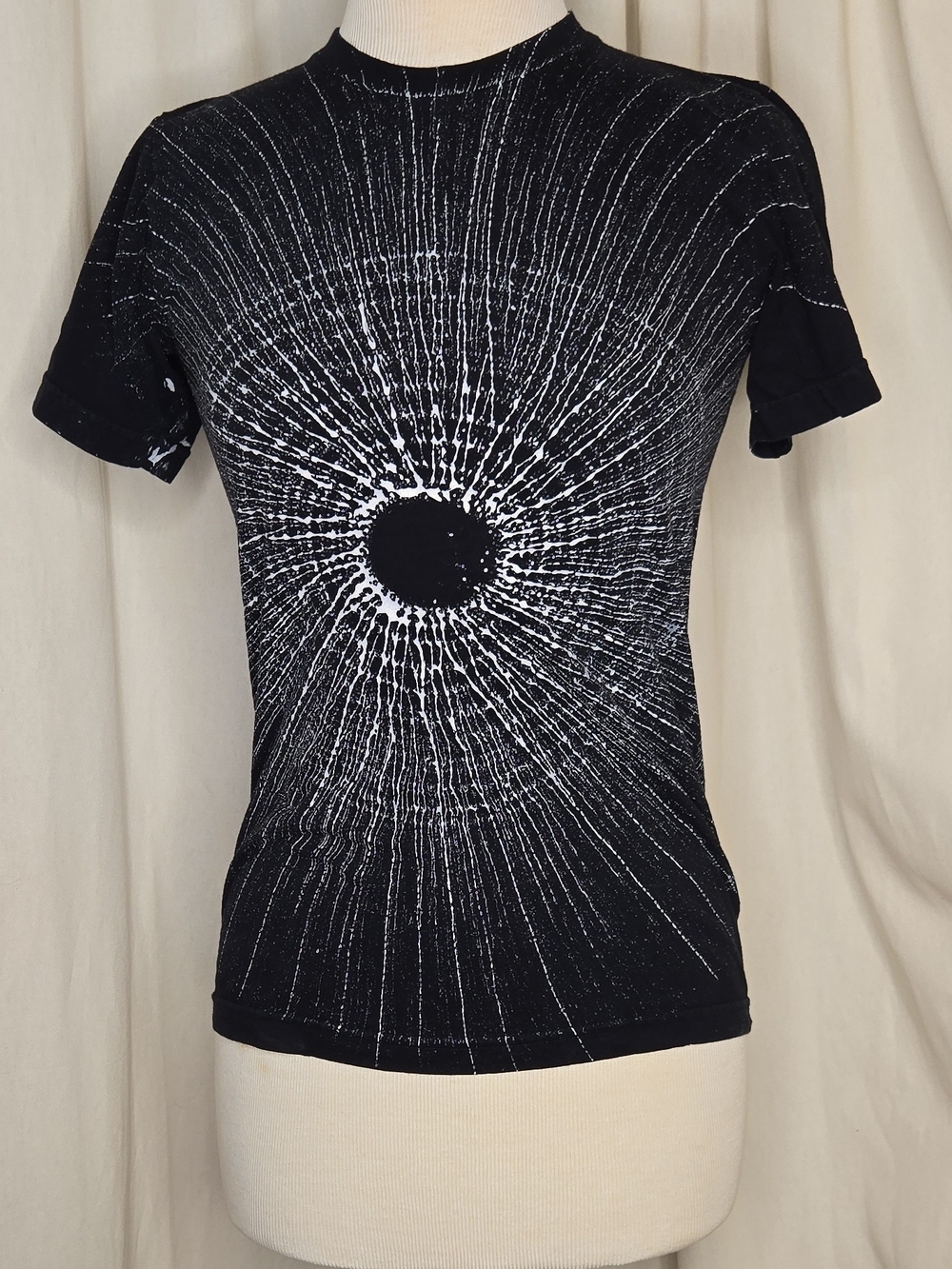 American Apparel Black Short Sleeve Tee with White Radiant Burst Graphic